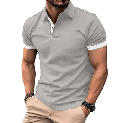 maoxiangshop Summer Men Polo Shirts Men Short Sleeve Shirt Contrast Color Lightweight Streetwear Casual  Lapel Collar Tops