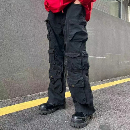 maoxiangshopY2K Man Streetwear Techwear Cargo Korean Harajuku Straight Casual Pants for Men Sweatpants Wide Leg Joggers Trousers Clothes ins