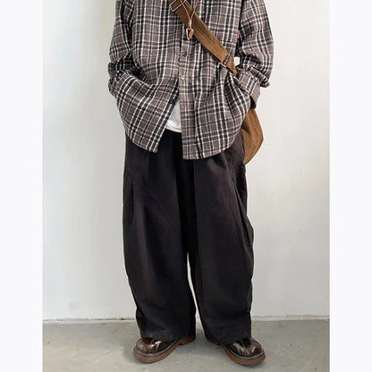 maoxiangshop Japanese Oversize Pant Men Women Spring Autumn Casual Wide-leg Trousers Vintage Simple Straight-leg Baggy Pant Harajuku Unisex