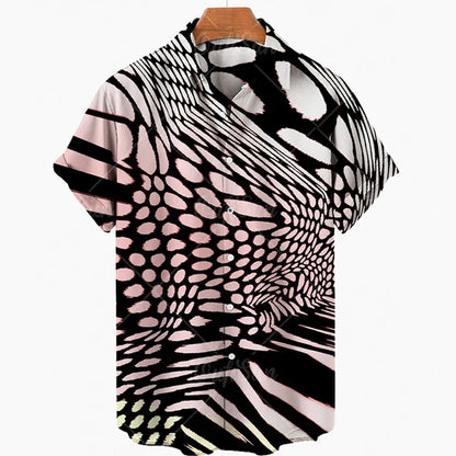 maoxiangshop Short Sleeve Leopard Men's Shirts For Man Clothing Hawaiian Fashion 3D Print Thin Lapel Floral Casual Oversized Imported Camisa