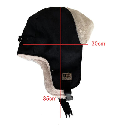 maoxiangshop  -  Women Bomber Hat Suede Plush Lined Trapper Cap Winter Warmer Windproof Russian Pilot Caps Ear Protect Skiing Riding Leifeng Hats