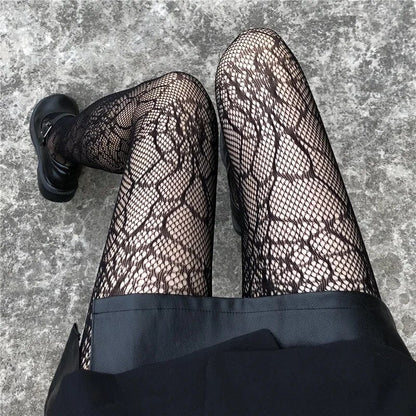 maoxiangshop Heart Flower Mesh Japanese Girl Lolita Ins Tights Stockings White Fishnet Pantyhose Female for Women Summer Legging Stocking