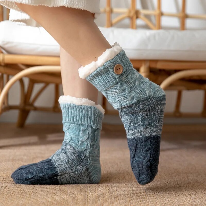 maoxiangshop Thickened Winter Woven Thermal Cashmere Socks Floor Socks Women's Carpet Home Plus Socks Velvet Sleep Socks Slippers Leg Cover