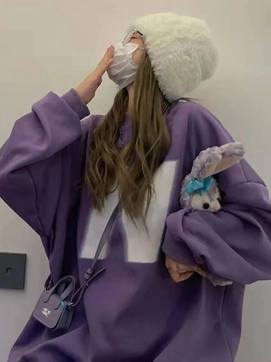 Deeptown Harajuku Oversized Hoodies Women Kpop Kawaii Letter Print Sweatshirts Loose Casual Pullover Sportwear Tops BF Aesthetic