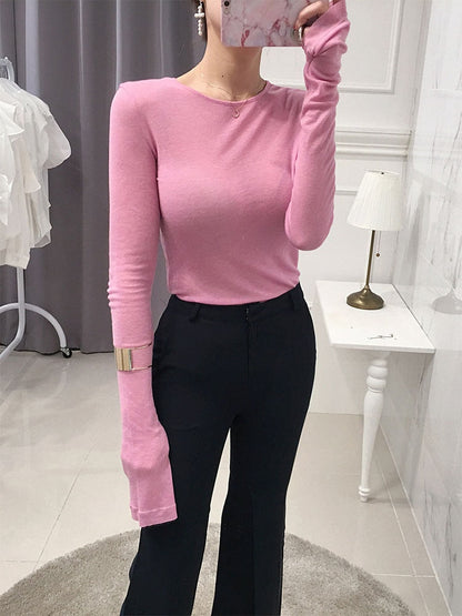 maoxiangshop Sexy Shirt Women T-Shirt Long Sleeve Korean Style Slim Basic Elasticity Tshirt Top Womens Clothing T Shirt Femme