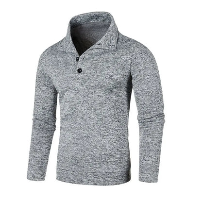 maoxiangshop Sweatwear Long Sleeve Solid Color Turtleneck Men Button Winter Autumn Pullover Warm Sweaters Jumper Slim Fit Casual Sweashirts