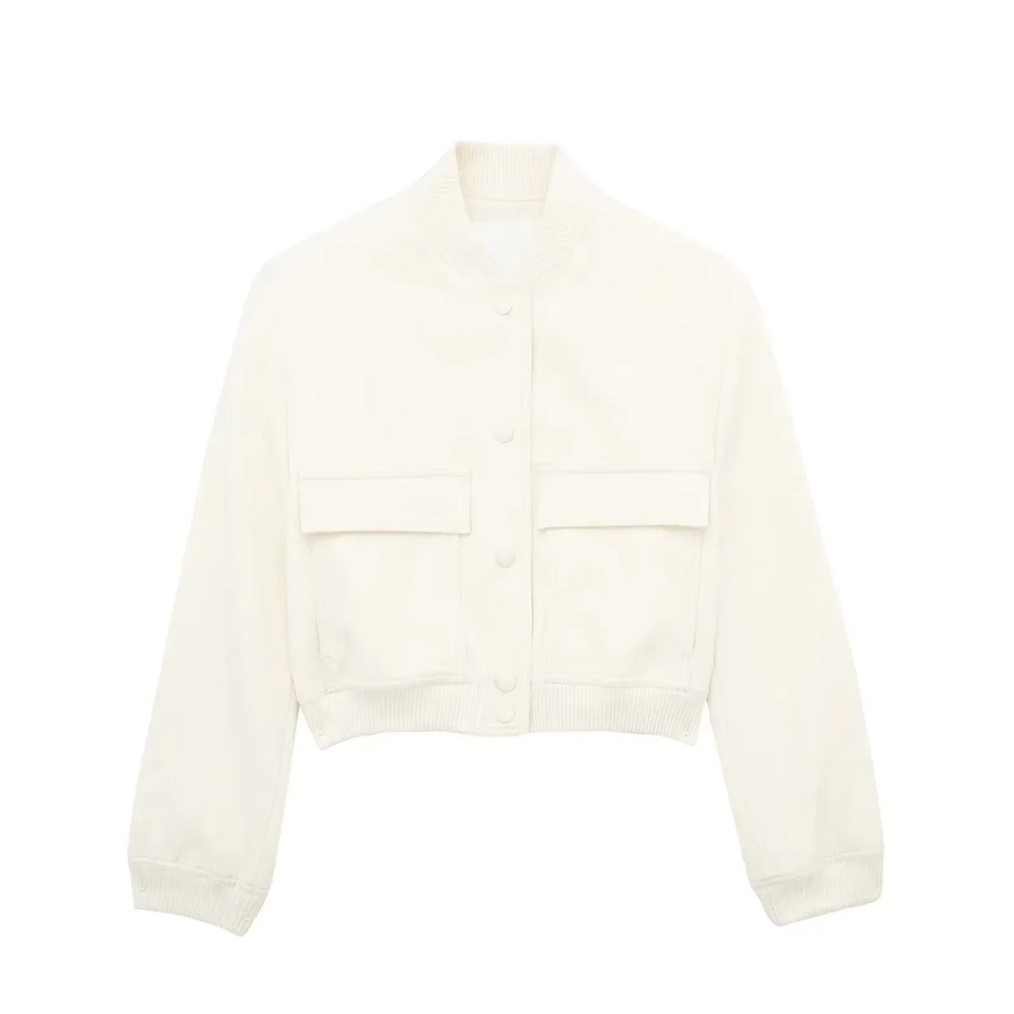 maoxiangshop  -  Y2K Style Jacket Women New Autumn Big Pocket French Jacket Coat Women Solid Color Single-breasted Baseball Outerwear Tops