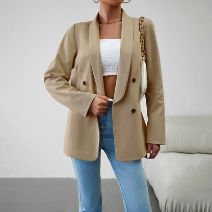 Women Chic Office Lady Long Sleeve Fashion Elegant All Match Basic Solid Temperament Vintage Streetwear Casual Coat Top