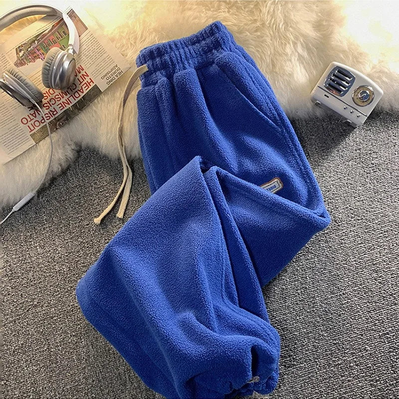 2023 Loose Lamb Wool Velvet leggings Autumn Winter Women Casual Sports Pants Thick Fleece Warm Sweatpants Baggy Joggers Trousers