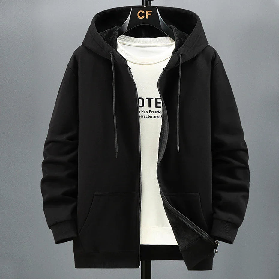 maoxiangshop Plus Size 10XL 12XL Hoodie Men Autumn Winter Fleece Hoodies Solid Color Jacket Hoodies Big Size 12XL Blue Black Red Grey