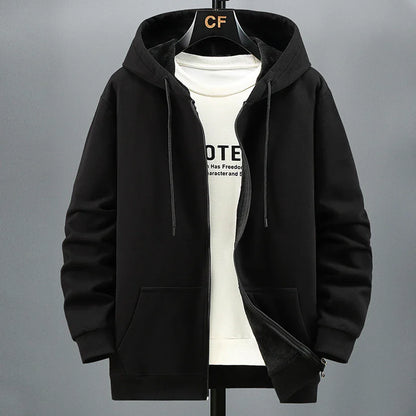 maoxiangshop Plus Size 10XL 12XL Hoodie Men Autumn Winter Fleece Hoodies Solid Color Jacket Hoodies Big Size 12XL Blue Black Red Grey