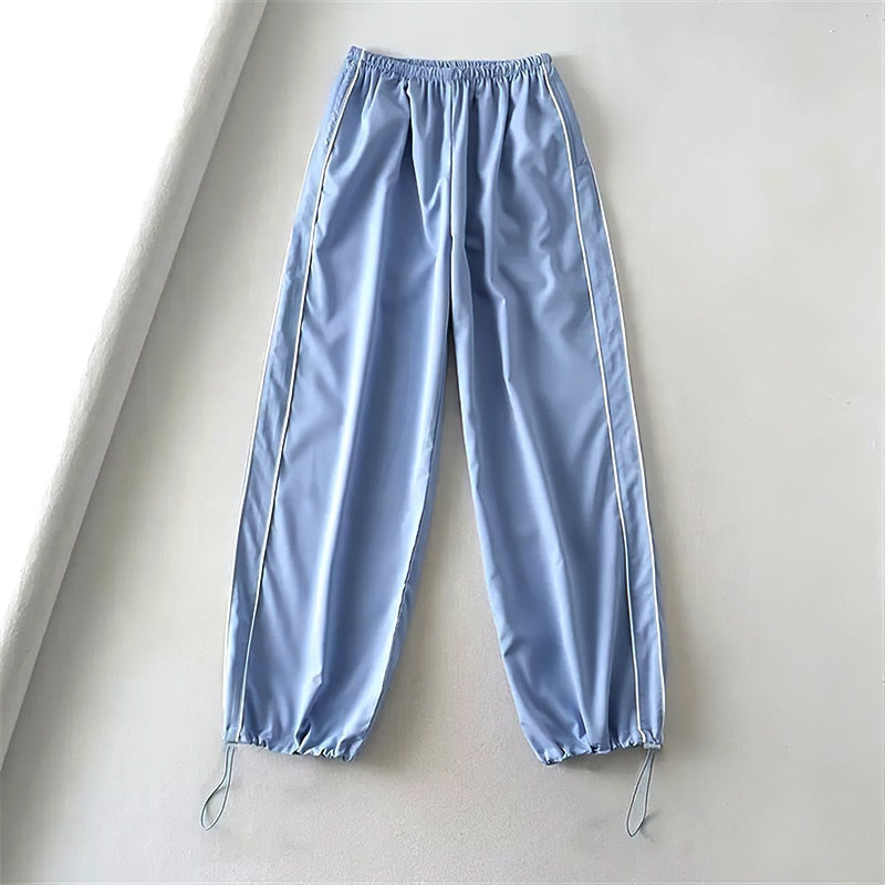 Y2K Baggy Cargo Trousers Drawstring Hot Girl Streetwear Baggy Elastic High Waist Sweatpants Harajuku Straight Wide Leg Pants