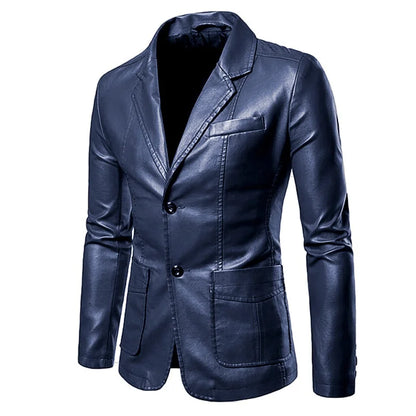maoxiangshop 2024 Men Slim Autumn New Causal Vintage Leather Jacket Coat Men Design Motorcycle Biker Zipper Pocket PU Leather Jacket Coat