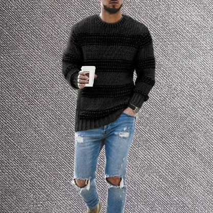 maoxiangshop Male Autumn And Winter Wool Sweater Round Neck Pullover Bottoming Shirt Color Matching All Matching Oversized Winter Coat Men