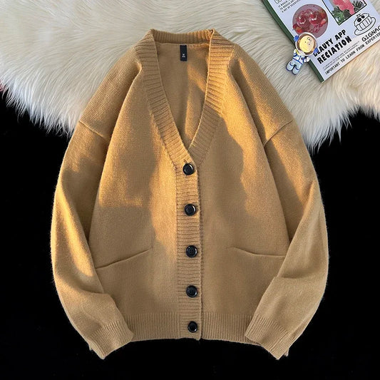 maoxiangshop Autumn Winter New Korean Fashion Trend Versatile Casual Cardigan V-neck Sweater Men's Jacquard Comfortable Breathable Jacket