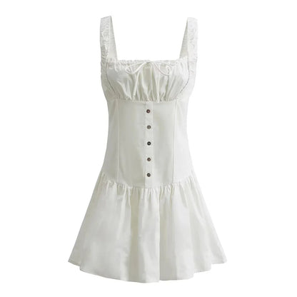 maoxiangshop Bowknot White Summer Women's Dress Elegant Tank Beach Long Sundress Vestidos Sleeveless Holiday Chic Black Slim Maxi Dress 2024