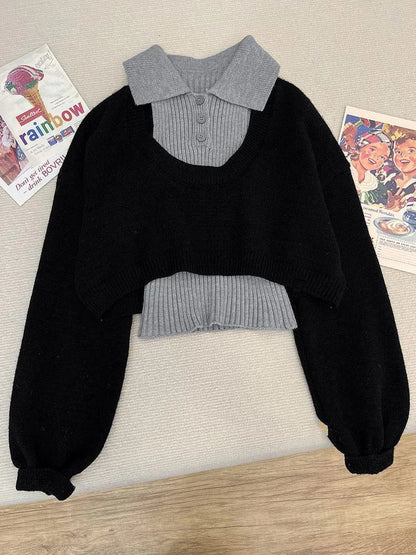 maoxiangshop  -  New Autumn Women's Knitted Three Pieces Sets Chic Office Ladies Pullover Sweater + High Waist Pleated Skirt Suits