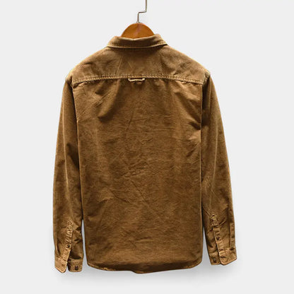 maoxiangshop Autumn Men Shirt Long Sleeve Regular Fit Mens Casual Shirt Thick Solid Color Men's Shirts With Pockets Male Coat MY846