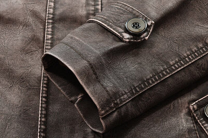 maoxiangshop Faux Leather Jackets Men High Quality Classic Motorcycle Bike Cowboy Jacket Coat Male Plus Velvet Thick Coats L-3XL