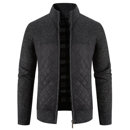 maoxiangshop Men Sweater Jacket Fashion Winter Coat Fleece Hoodies High Quality Luxury Checkered Hooded Knit Cardigan Male Outer Wear