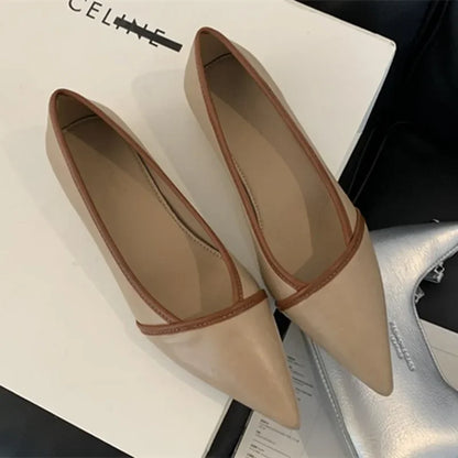 maoxiangshop  -  2024 Autumn Elegant Pointed Toe Women Pumps Comfort Soft Leather Wedge Inner Height Women Shoes Office Fashion Flats Loafers