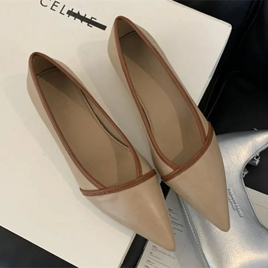 maoxiangshop  -  2024 Autumn Elegant Pointed Toe Women Pumps Comfort Soft Leather Wedge Inner Height Women Shoes Office Fashion Flats Loafers