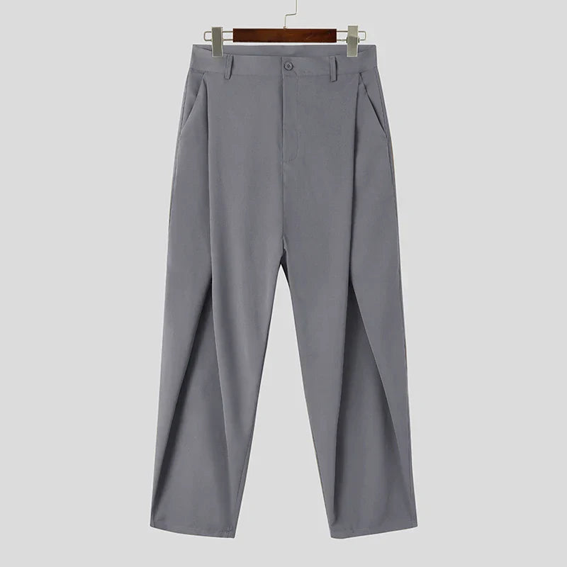 maoxiangshop Fashion Well Fitting Men's Cross Pleated Pants Fashion Casual Hot Sale Male Solid Comfortable High Waist Trousers S-5XL