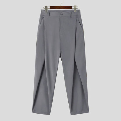 maoxiangshop Fashion Well Fitting Men's Cross Pleated Pants Fashion Casual Hot Sale Male Solid Comfortable High Waist Trousers S-5XL