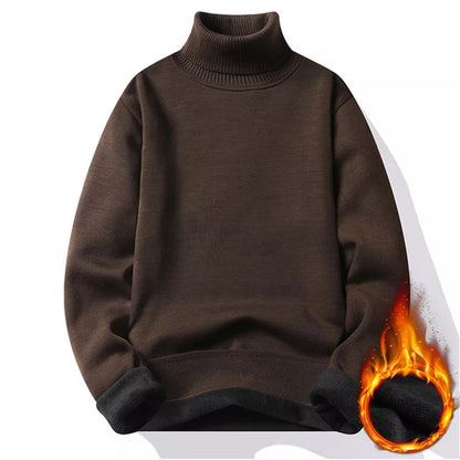 maoxiangshop Autumn Winter Men's Turtleneck Sweater Men's Knitting Pullovers Rollneck Knitted Sweater Warm Men Jumper Slim Fit Casual Sweater