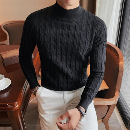 maoxiangshop Autumn Winter Turtleneck Fashion Simple Slim Sweater Men Clothing High Collar Casual Pullovers Knit Shirt Plus size S-3XL