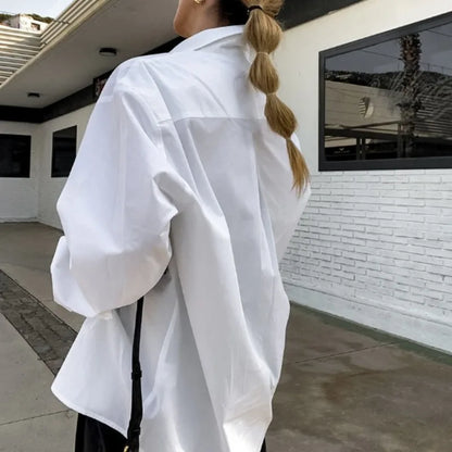 maoxiangshop  -  Fashion Solid White Shirt Autumn Blouse Cotton Shirt Loose Casual Top Office Lady Women Long Sleeve Women Tops Clothes