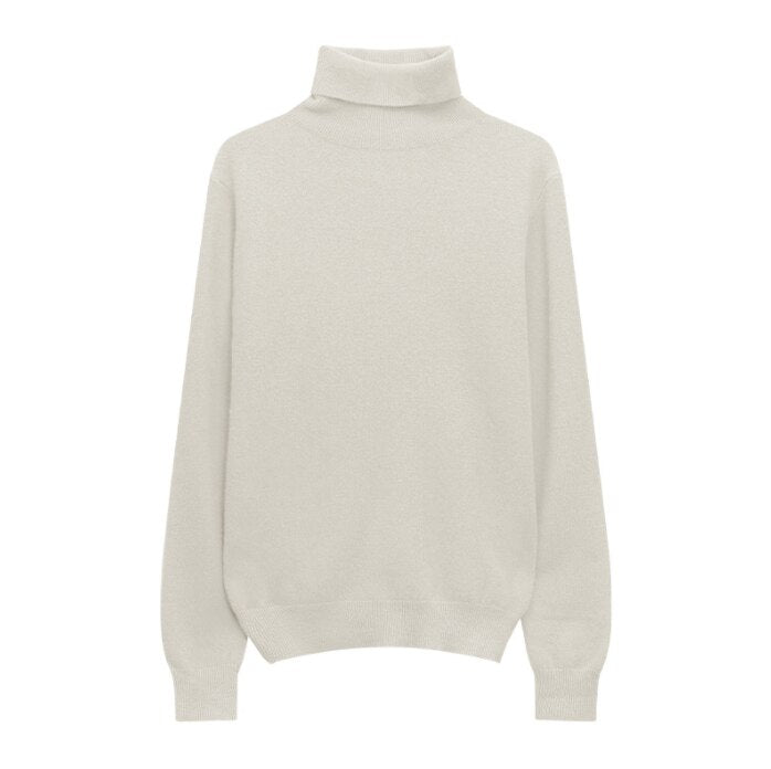 maoxiangshop Winter High Quality Wwomen's Wool Sweater Solid Color High-neck Pullover Long-sleeved Knit Top