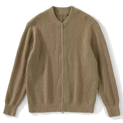 maoxiangshop New Autumn Winter Men's Knitted Cardigan Sweater Simple Versatile Solid Color Trendy Jacket Thick Crew Neck Pullover