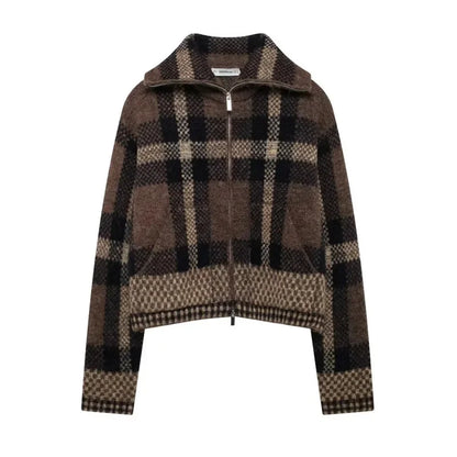 maoxiangshop  -  Vintage Knitted Sweater Jacket Woman Single Breasted Lapel Pocket Casual Thicken Coat 2024 Autumn Lady High Street Warm Outwear