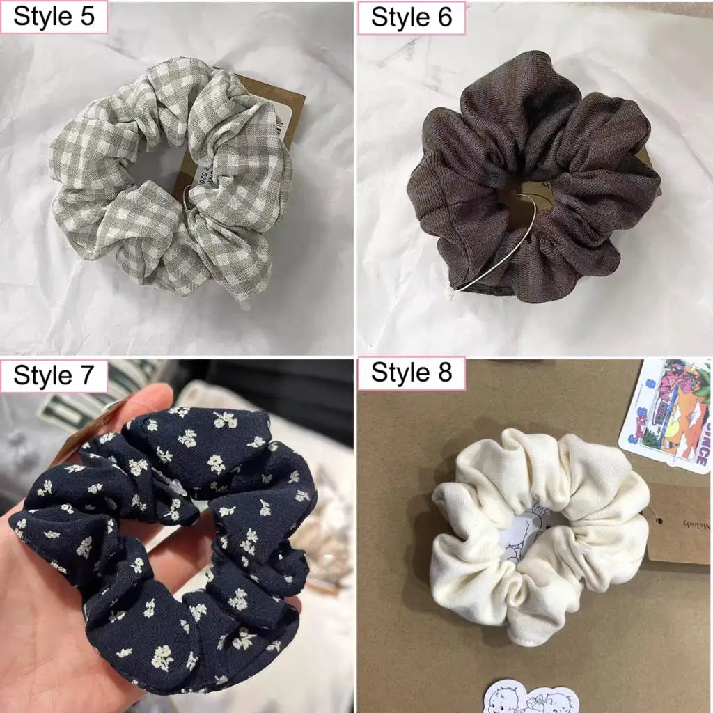 Floral Print Sweet Cute Scrunchie Woman Four Seasons Elastic Hair Rope Casual Scrunchies Style Can be Changed 4 Pcs/bag