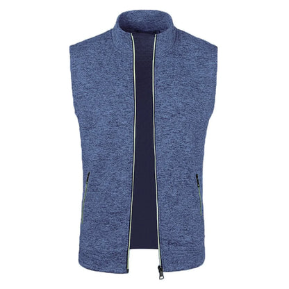 maoxiangshop Autumn and Winter Men's Knitted Velvet Fashion Casual Top Zipper Vest Sleeveless High Neck Fleece Solid Color Men's Wear