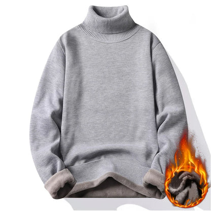 maoxiangshop Autumn Winter Men's Turtleneck Sweater Men's Knitting Pullovers Rollneck Knitted Sweater Warm Men Jumper Slim Fit Casual Sweater
