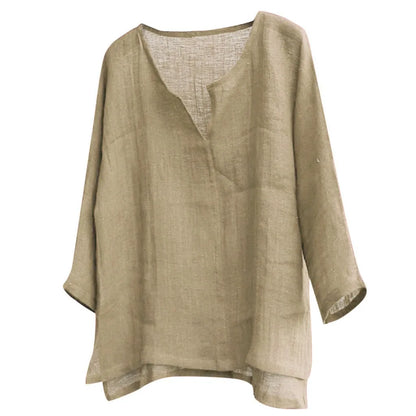 maoxiangshop New Men's Summer Spring Long Sleeve Loose Shirt Solid Color Casual Long Sleeve Cool Shirt Vn-eck Tops Size S-5XL