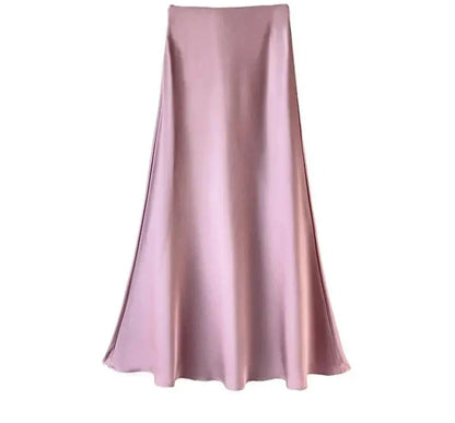 maoxiangshop  -  Luxury Satin Fish Tail Skirts For Women Summer Solid Color Fashion Traceless Waist Long Skirt Elegant Wrap Skirt Spring Autumn