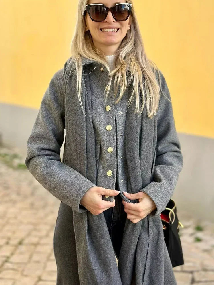 maoxiangshop Autumn Jacket Women Vintage Fashion Metal Button Cropped Coat Female Elegant Casual Long Sleeve Lapel Single Breasted Outerwear