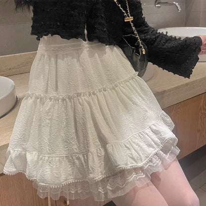 Lace Side Women's Summer Design Short Small High Waist Style Faldas Clothes for Women Skirts