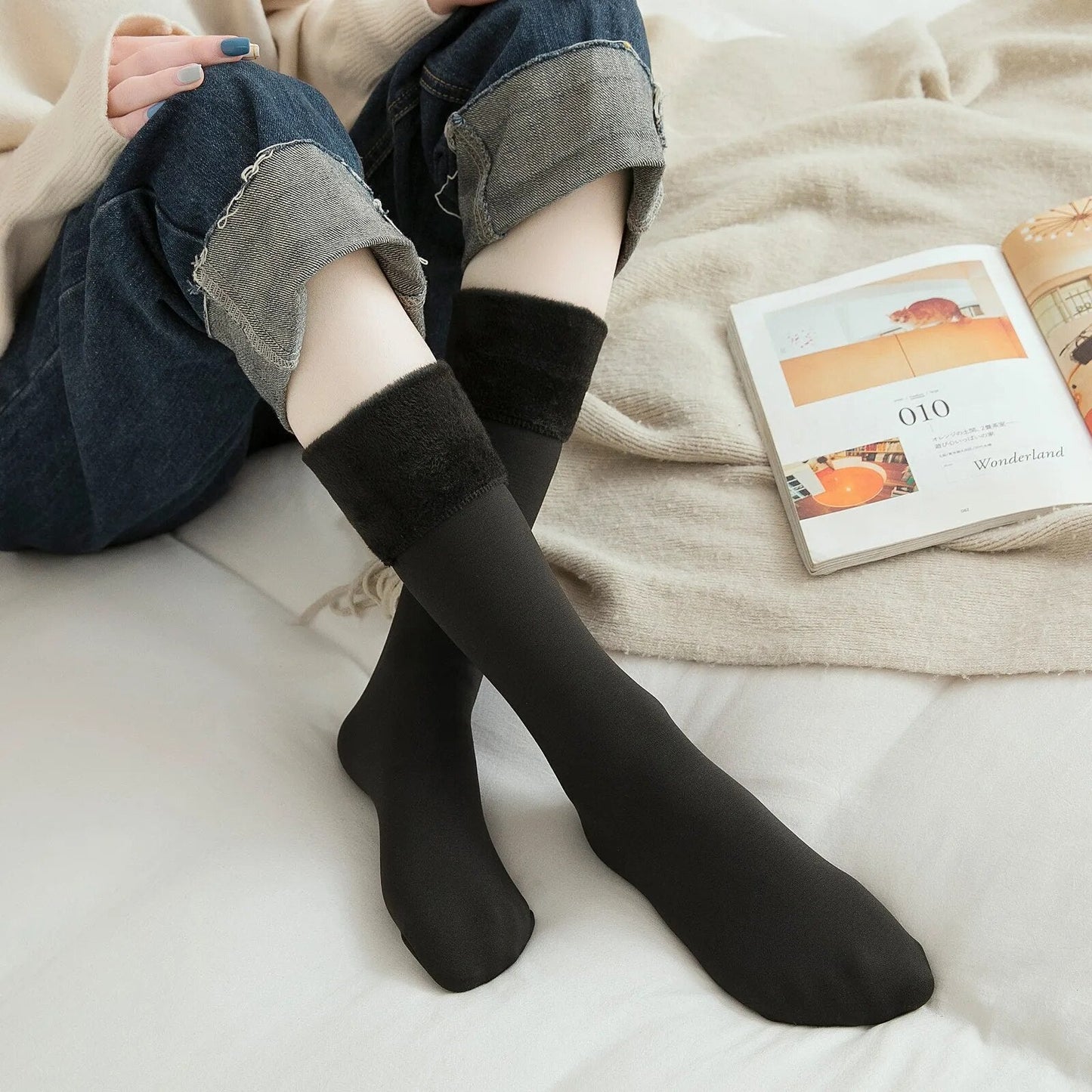 maoxiangshop Thicken Warm Long Socks cashWinter Women Long Stocking Warm Thigh High Socks Ladies Over The Knee Socks Winter Thermal Socks