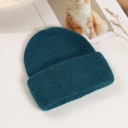 maoxiangshop Winter Hat Real Rabbit Fur Winter Hats For Women Fashion Warm Beanie Hats Women Solid Adult Cover Head Cap