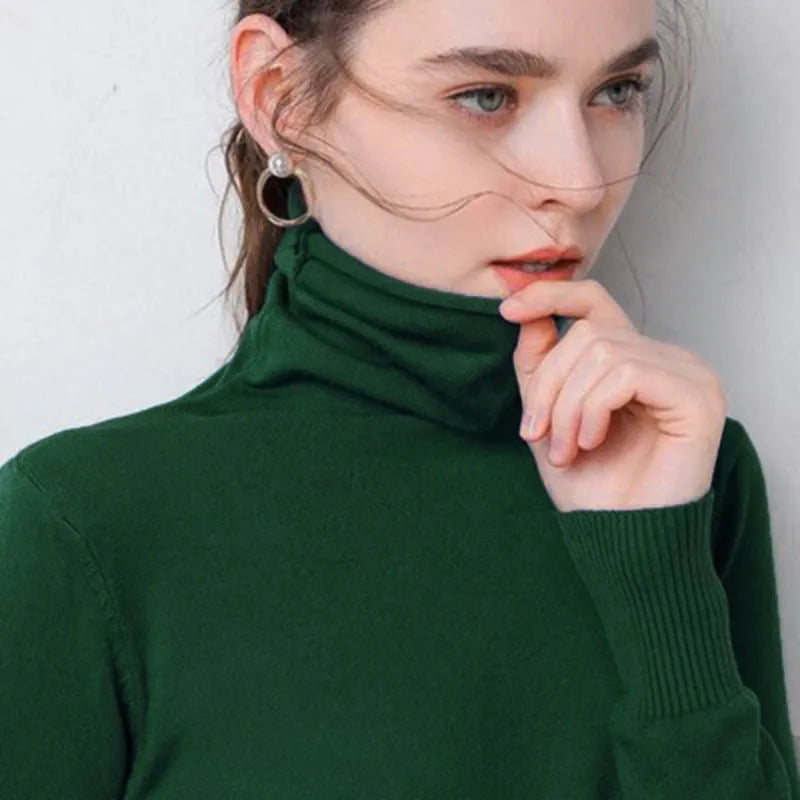 Autumn Winter Sweater Turtleneck Slim Fit Basic Pullovers 2023 Fashion Korean Knit Tops Bottoming Womens Sweater Stretch Jumpers