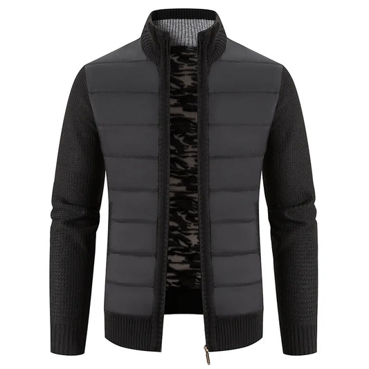 maoxiangshop Winter Thick Fleece Cardigan Men Warm Sweatercoat Fashion Patchwork Mens Knittde Sweater Jackets Casual Knitwear Outerwear Men