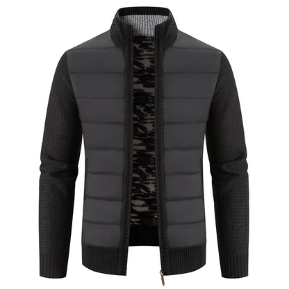maoxiangshop Winter Thick Fleece Cardigan Men Warm Sweatercoat Fashion Patchwork Mens Knittde Sweater Jackets Casual Knitwear Outerwear Men