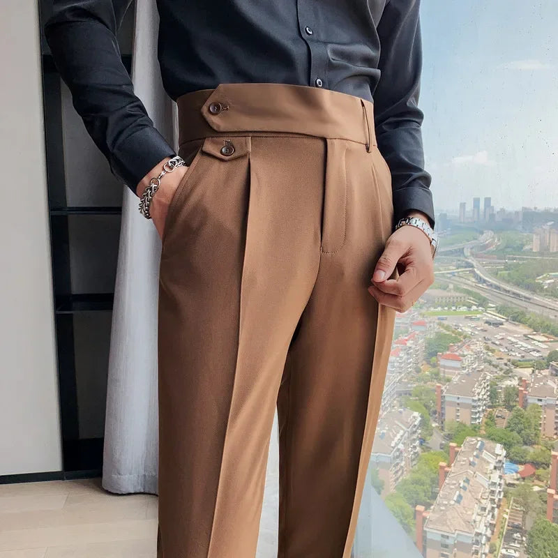 maoxiangshop Men Suit Pants New British Style Business Casual Solid Slim Fit Straight Dress Pants for Men Formal Trousers Men Clothing