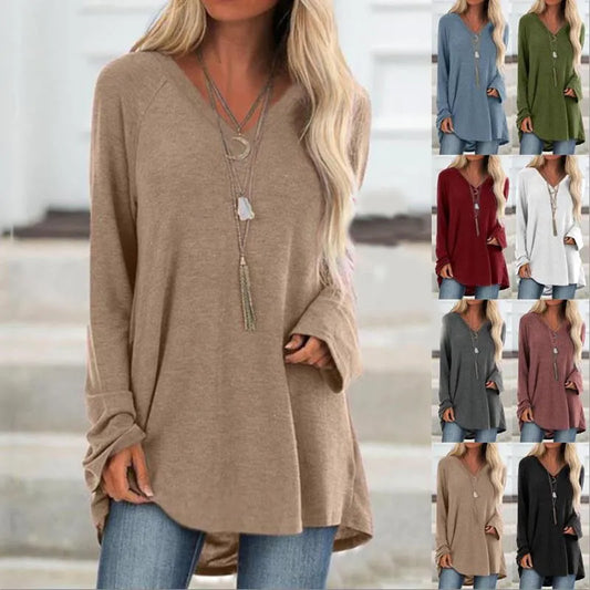 maoxiangshop Female Clothes New Spring Autumn S-8XL Oversized T-shirt Solid Long Sleeve Loose Cotton Casual Harajuku Tunic Tees Top Women's