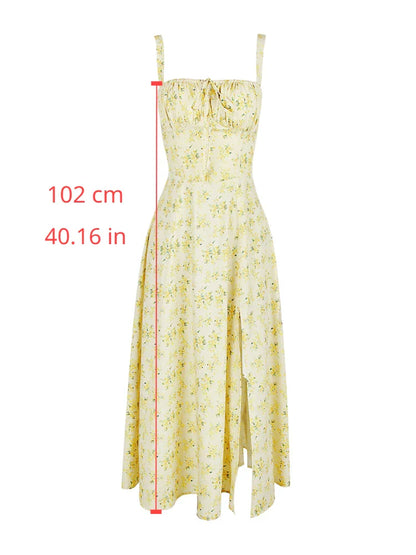 Elegant Dresses for Women New Arrivals Lace Up Birthday Party Dresses Casual Slit Sexy Spaghetti Strap Dress