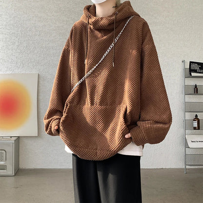maoxiangshop Harajuku Corduroy Hoodies Men High Quality Streetwear Loose Y2k Hip Hop Hooded Sweatshirts Couple Clothing Female Pullovers